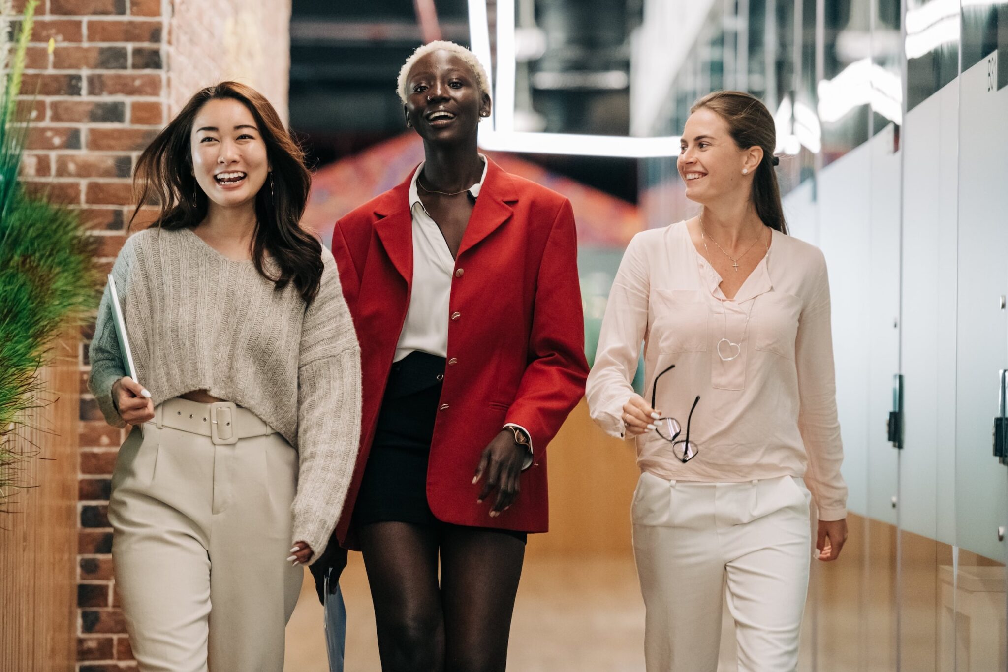 Employees walking together