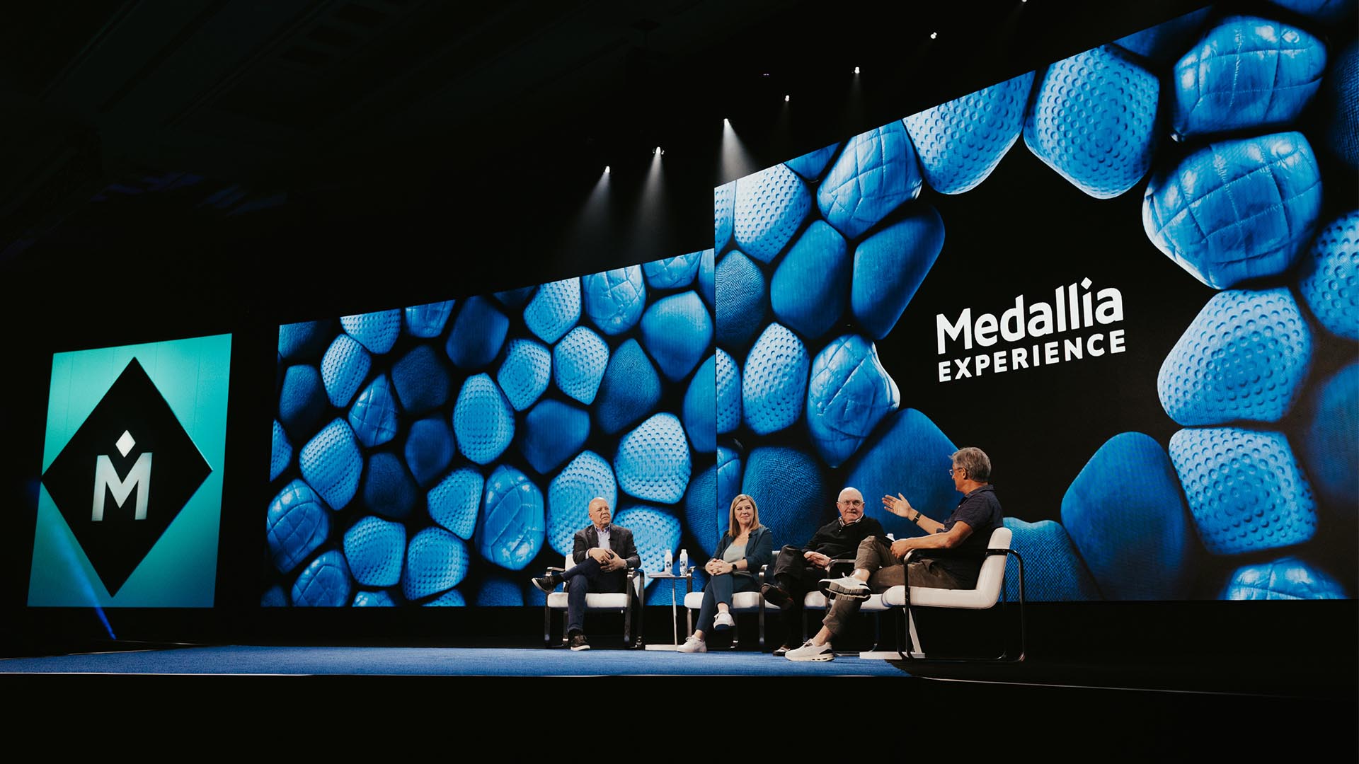 Experience experts having a discussion on mainstage at Medallia Experience '25