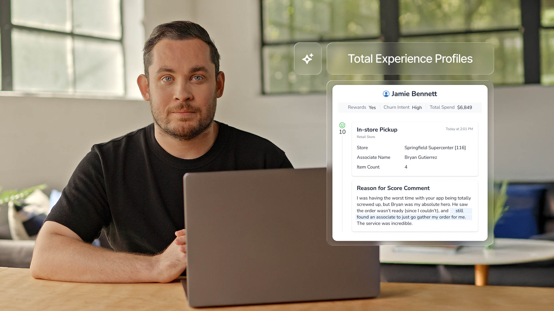 Simon Gough, Product Manager at Medallia, addresses the camera about Medallia products