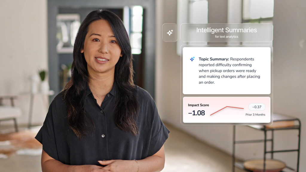 Jess Ngoon, Product Manager at Medallia, addresses the camera about Medallia products