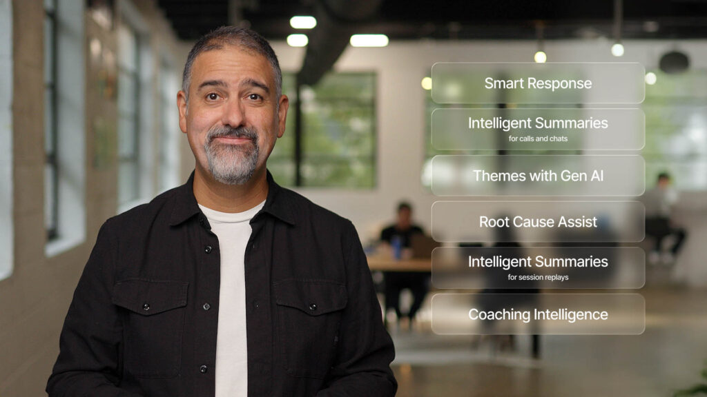 Medallia's Chief Product Officer, Fabrice Martin, talking to the camera