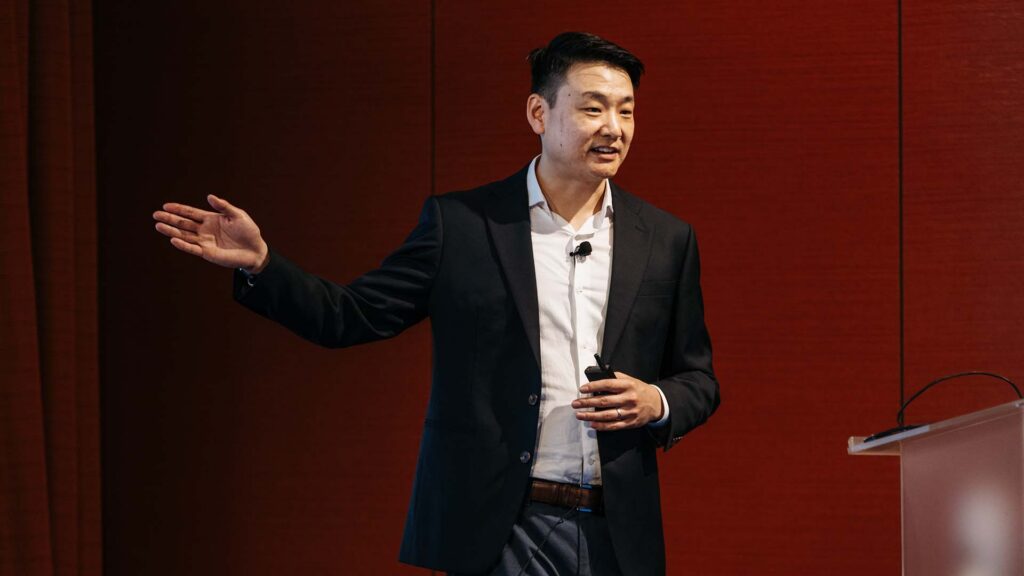 Breakout presenter on stage at Medallia Experience '26