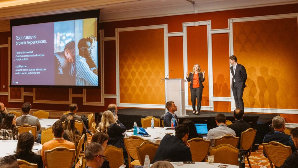 Breakout presenters on stage at Medallia Experience '26