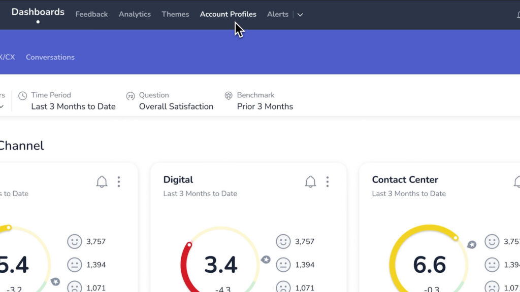 Screenshot of UI for Medallia Account Profiles