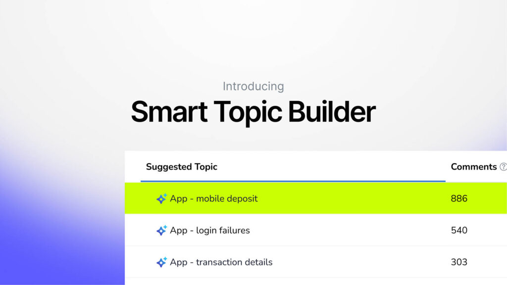 Stylized UI image of Medallia's Smart Topic Builder